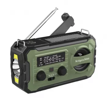 Kruger & Matz KM0837 Päikeseraadio, kaasaskantav hädaabiraadio SOS, Power Bank 10000mAh, taskulamp, dünamo