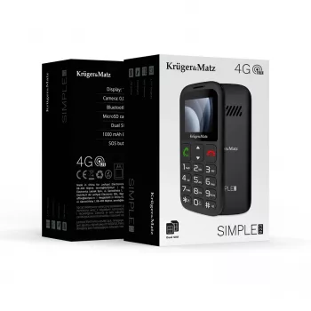 Kruger&Matz Simple 923 4G GSM mobiiltelefon eakatele - must