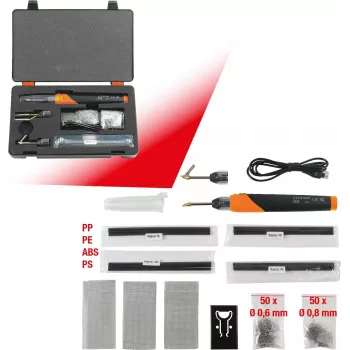 KS TOOLS 150.1010 Juhtmeta plastikparanduskomplekt, 134-osaline, 3,7 V Li-ion kuumklammerdaja 200 roostevabast terasest klambriga, 450 °C, hoiukohver
