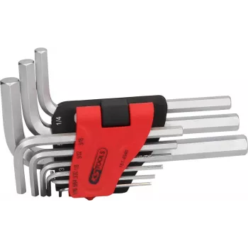 KS TOOLS 151.4540 tollmõõdus kuuskantvõtmete komplekt, 9-osaline, 1/16 tolli - 3/8 tolli, kokkuklapitav hoidik, kroomvanaadium, matt-kroomitud