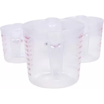 KS TOOLS 3-osaline mõõtetopsikomplekt, 250/500/1000 ml, läbipaistev PP sinise skaalaga, toiduohutu, nõudepesumasinakindel, pesastatav 150.9205