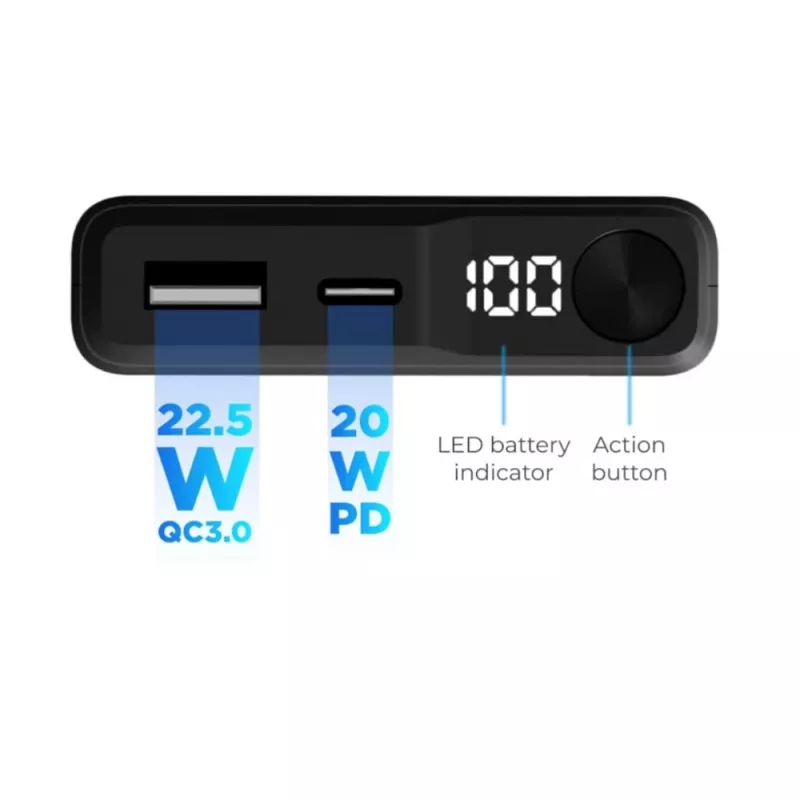 KSIX Magnetic Powerbank 10000 mAh 22.5W, Must