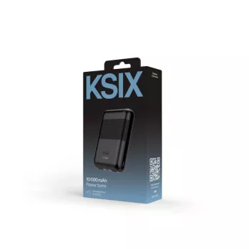 KSIX Powerbank Mini 10000mAh 10W kaabliga USB-A USB-C Must