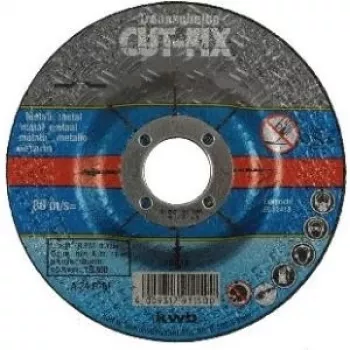 KWB 791250 Sissepressitud keskosaga lõikeketas 125 x 1,0 mm metalli, roostevaba terase, pleki jaoks, universaalne, alumiiniumoksiid, 80 m/s, 12 200 pööret minutis, EN 12413