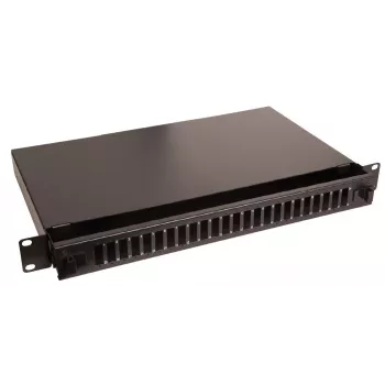 Lanview LVO231552 19-tolline 1U 24-pordiline fiiberpistikupaneel SC Duplex/LC Quad jaoks, rack-kinnitusega, must