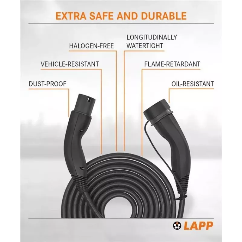 LAPP MOBILITY HELIX® Type 2 elektriauto laadimiskaabel, 22 kW, 5 m, must 61795