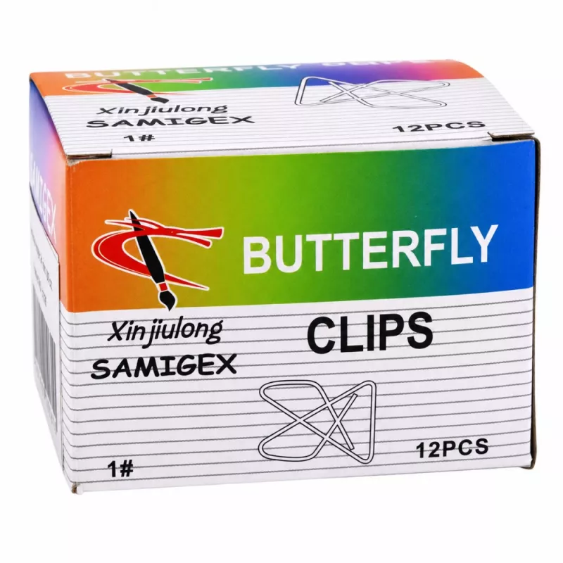 LEAN Butterfly metallist kirjaklambrid dokumentidele, kontorisse, 24 mm, 100 tk