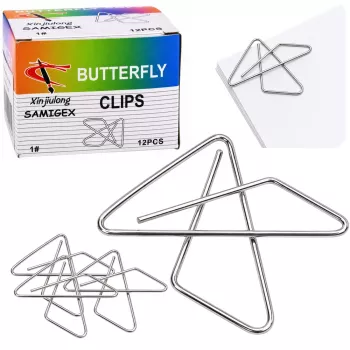LEAN Butterfly metallist kirjaklambrid dokumentidele, kontorisse, 24 mm, 100 tk