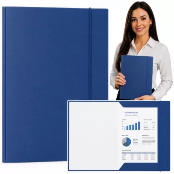 LEAN pappkaustik elastse kummipaelaga, lakitud, A4, 300 g/m², sinine
