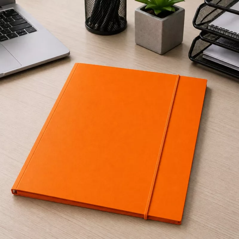 LEAN pappkaustik elastse kummipaelaga, lakitud, A4, 300 g/m², oranž