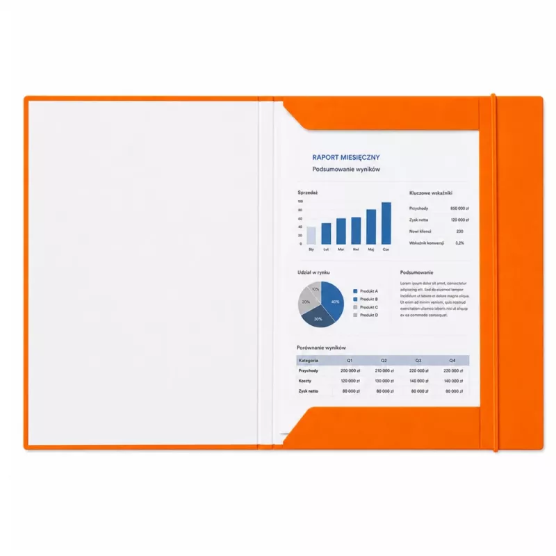 LEAN pappkaustik elastse kummipaelaga, lakitud, A4, 300 g/m², oranž