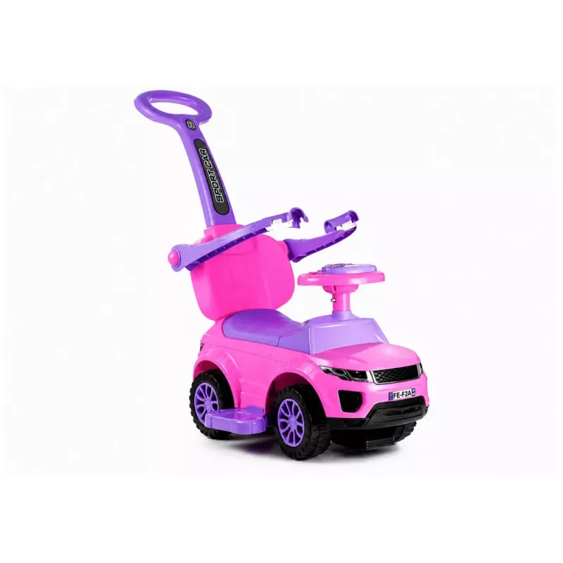 LEAN CARS 614W Toddlers Ride On Push Along with Parent Handle - Pink