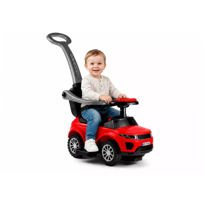 LEAN CARS 614W Toddlers Ride On Push Along with Parent Handle - Red