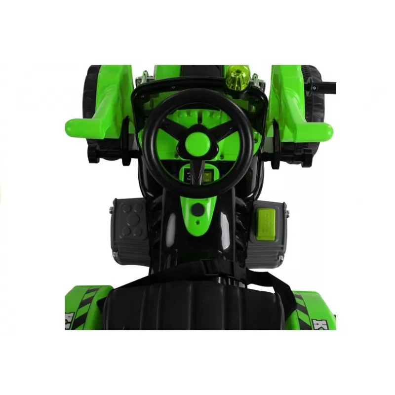 LEAN CARS Battery Operated Tractor with Backcase, Excavator, Green 3404