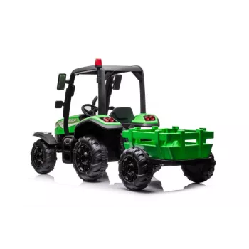 LEAN CARS akutraktor BLT-206 roheline eemaldatava haagisega, 12V sõiduauto lastele vanuses 3-8 aastat, 2x45W, EVA rattad, puldiga