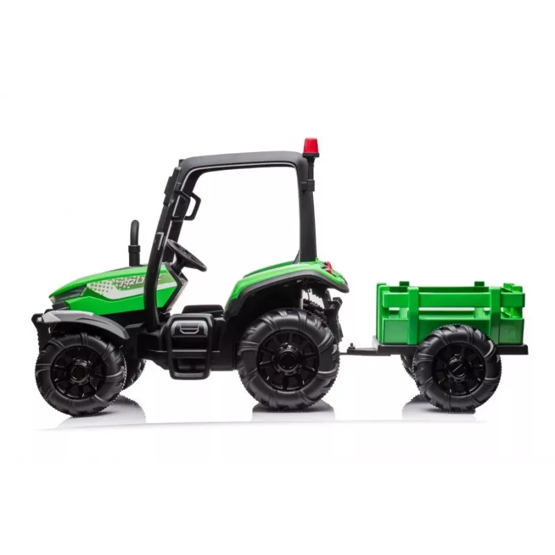 LEAN CARS akutraktor BLT-206 roheline eemaldatava haagisega, 12V sõiduauto lastele vanuses 3-8 aastat, 2x45W, EVA rattad, puldiga
