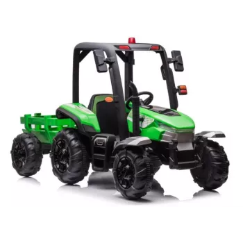LEAN CARS akutraktor BLT-206 roheline eemaldatava haagisega, 12V sõiduauto lastele vanuses 3-8 aastat, 2x45W, EVA rattad, puldiga