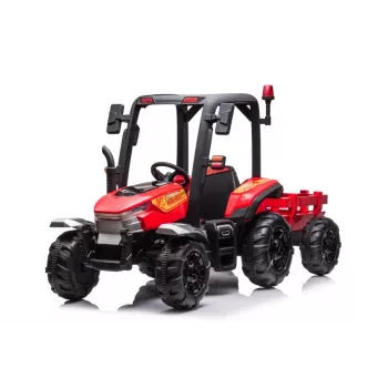 LEAN CARS akutraktor BLT-206 punane, 12V 7Ah, 2x35W, laste sõiduauto puldiga ja haagisega