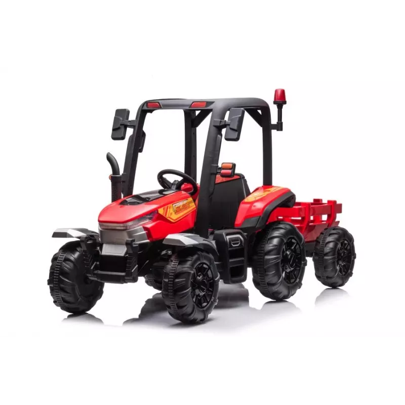 LEAN CARS akutraktor BLT-206 punane, 12V 7Ah, 2x35W, laste sõiduauto puldiga ja haagisega