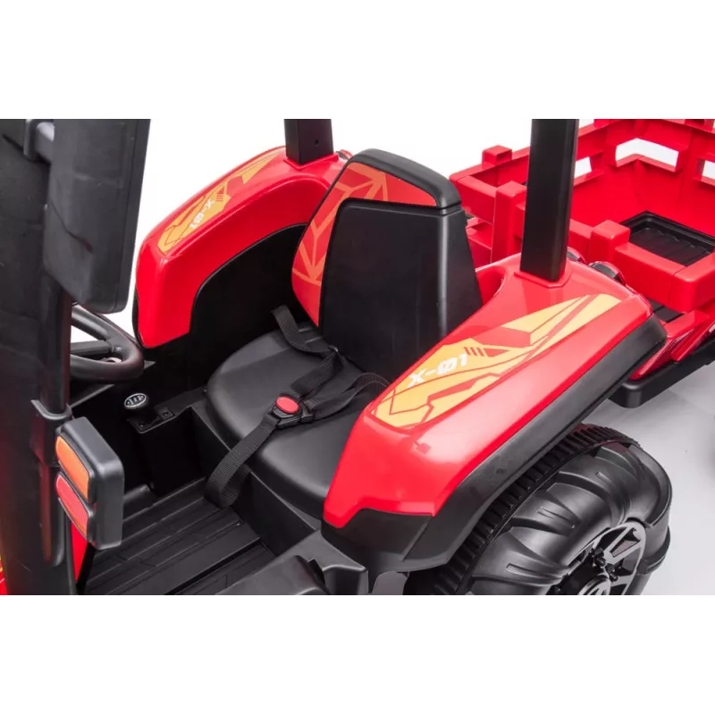 LEAN CARS akutraktor BLT-206 punane, 12V 7Ah, 2x35W, laste sõiduauto puldiga ja haagisega