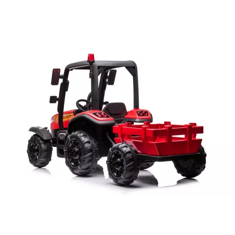 LEAN CARS akutraktor BLT-206 punane, 12V 7Ah, 2x35W, laste sõiduauto puldiga ja haagisega