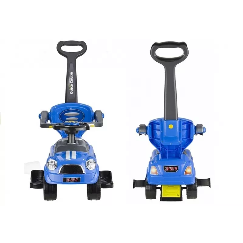 LEAN CARS Coupe Car Manual Ride On with Parent Handle - Sinine