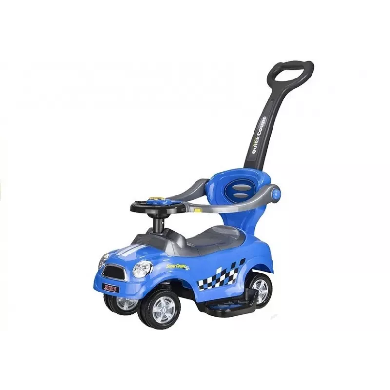 LEAN CARS Coupe Car Manual Ride On with Parent Handle - Sinine