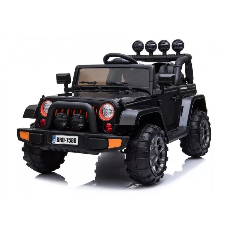 LEAN CARS Elektriline Sõiduauto Jeep BRD-7588 LED-tulede, MP3 ja kaugjuhtimisega, Must 4x4