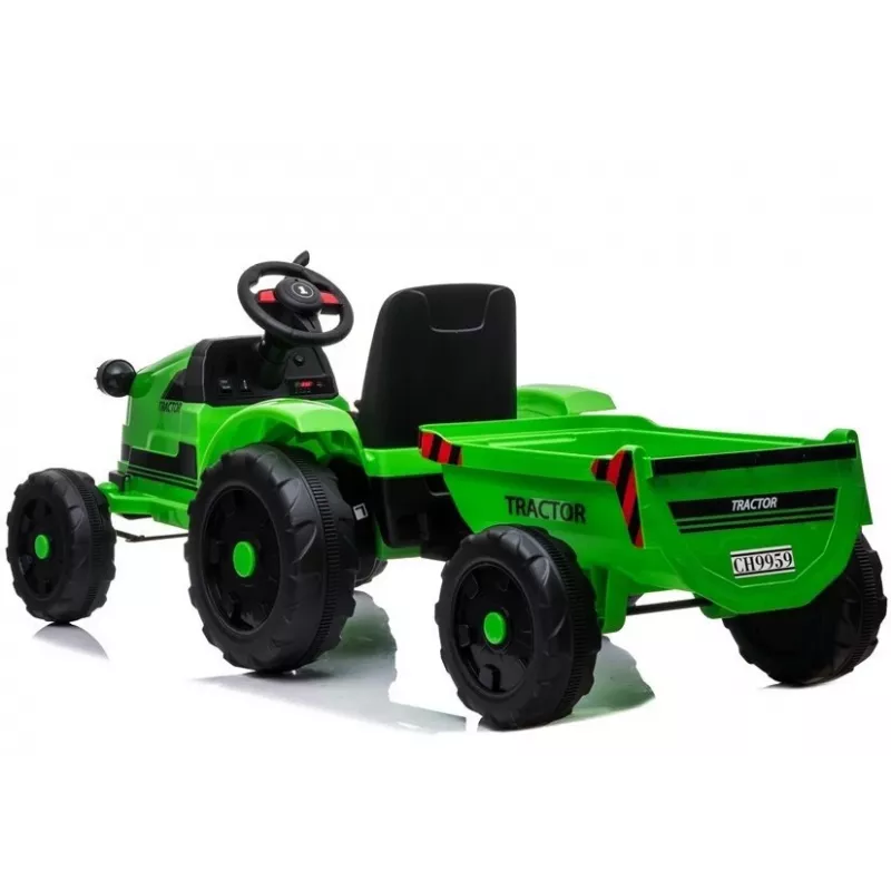 LEAN CARS Electric Ride-On Tractor with Trailer CH9959 Green