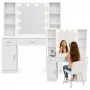 LEAN Kosmeetikalaud LED-peegli, sahtlite ja kapiga, valge, 141x114x39 cm
