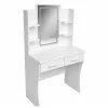 LEAN kosmeetikalaud LED-peegli, riiulite, sahtlitega, valge 140x80x40 cm