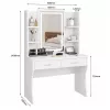 LEAN kosmeetikalaud LED-peegli, riiulite, sahtlitega, valge 140x80x40 cm
