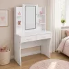 LEAN kosmeetikalaud LED-peegli, riiulite, sahtlitega, valge 140x80x40 cm