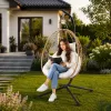 LEAN Hanging Rocking Chair Garden Cocoon Cushions Swing Brown Frame