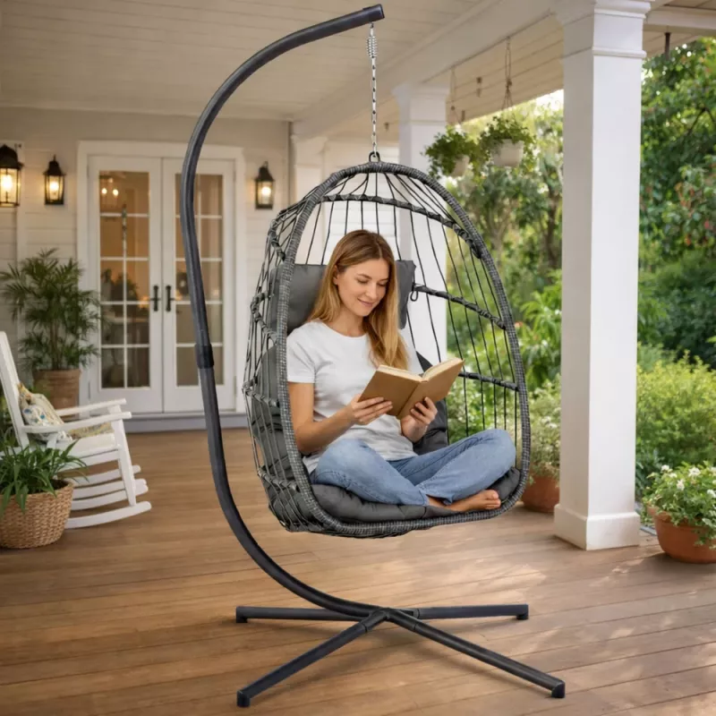 LEAN Rippuv kiiktool aia kookonipatjadega kiik hall raam