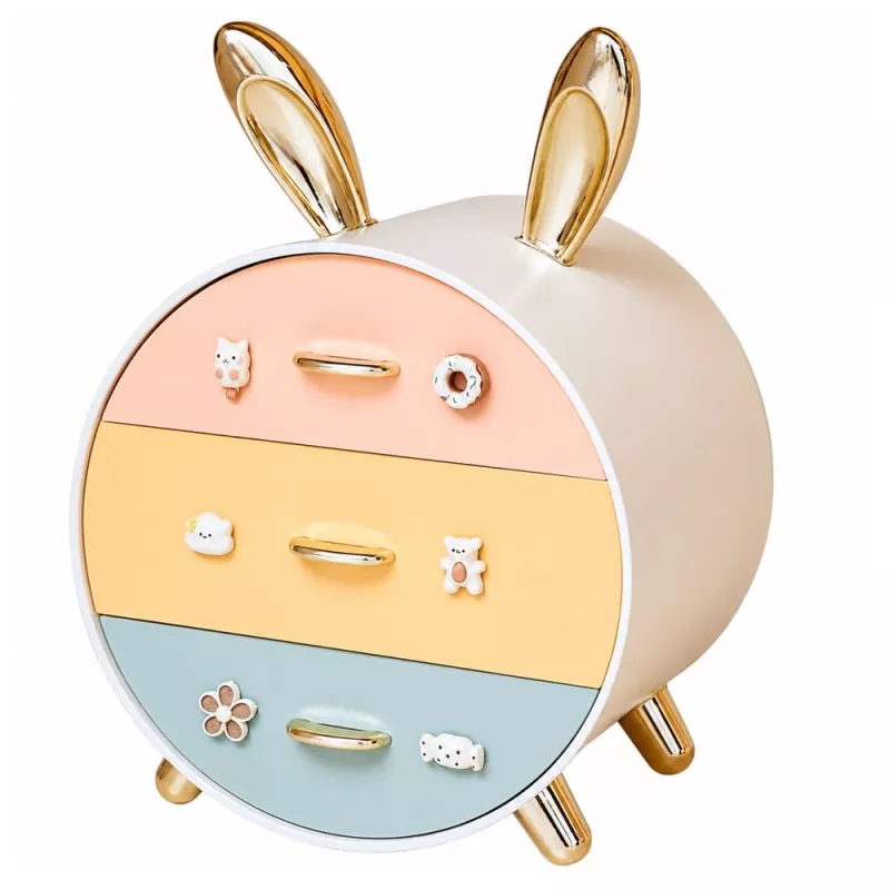 LEAN Organizer with Drawers for Jewelry, 3-Drawer Desk Box, Rabbit