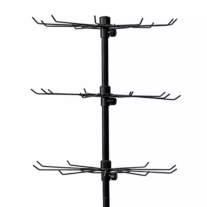 LEAN Rotating Display Shelf Hanger 4-Tier on Wheels Black 40x150 cm 360° Swivel