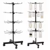LEAN Rotating Display Shelf Hanger 4-Tier on Wheels Black 40x150 cm 360° Swivel