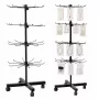 LEAN Rotating Display Shelf Hanger 4-Tier on Wheels Black 40x150 cm 360° Swivel