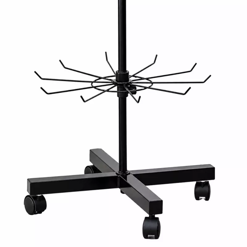 LEAN pöörlev esitlusalus 5-tasandiline ratastel must 40x150cm, 360° pöörlev, pulbervärvitud teras