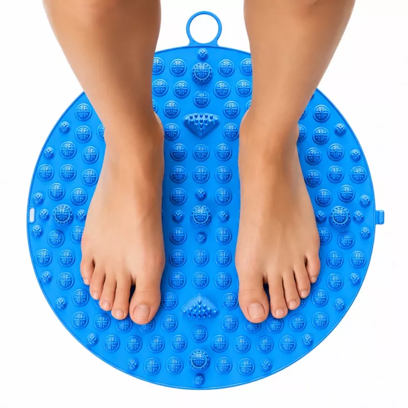 LEAN ümmargune akupressuri jalamassaažimatt naeltega sinine 33 cm