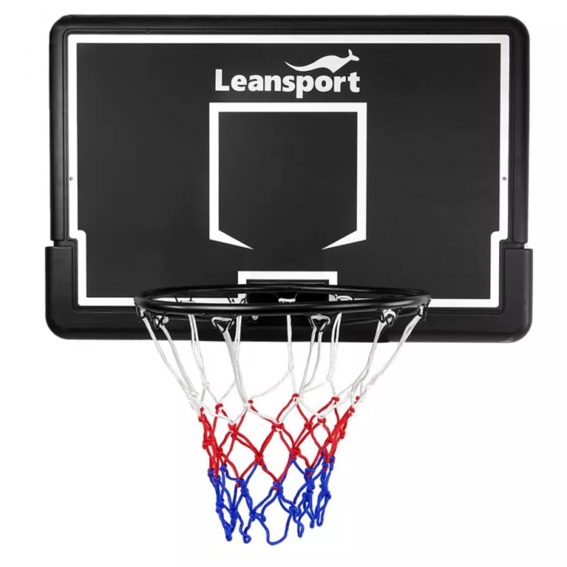 LEAN SPORT 30566 Basketball Hoop and Backboard - 90cm Polycarbonate Board, Wall Mounted, Black/Red