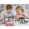 LEAN TOYS 15-osaline mänguköögi toiduvalmistamise komplekt lastele alates 3. eluaastast | Potid, pannid, riistad, taldrikud, tassid, lõikelaud ja mängutoit | Mitmevärviline ABS-plast | Rollimängu toiduvalmistamise mänguasi