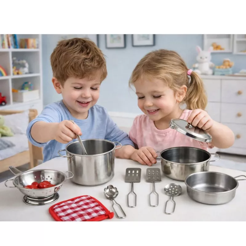 LEAN TOYS 15-osaline mänguköögi toiduvalmistamise komplekt lastele alates 3. eluaastast | Potid, pannid, riistad, taldrikud, tassid, lõikelaud ja mängutoit | Mitmevärviline ABS-plast | Rollimängu toiduvalmistamise mänguasi