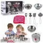 LEAN TOYS 15-osaline mänguköögi toiduvalmistamise komplekt lastele alates 3. eluaastast | Potid, pannid, riistad, taldrikud, tassid, lõikelaud ja mängutoit | Mitmevärviline ABS-plast | Rollimängu toiduvalmistamise mänguasi