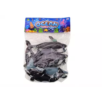 LEAN TOYS 17521 Komplekt 6 merelooma kujukest - Mõõkvaal, Hai, Vaal, Delfiin, Kilpkonn ja Mantarai - Mitmevärviline