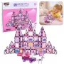 LEAN TOYS 25282 magnetilised ehitusklotsid vitraažakna komplekt roosade markeritega, 126 osa, loov kunstimänguasi