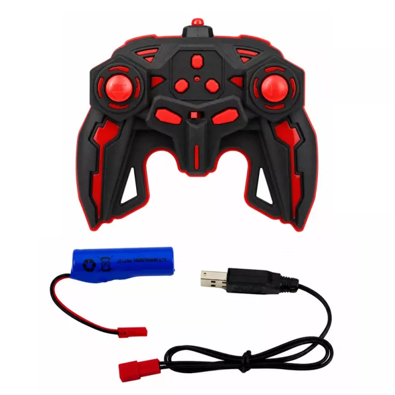 LEAN TOYS 29711 RC trikiauto 1:10 4WD 360° pöördega, LED-tulede ja suitsuefektiga (must/punane)