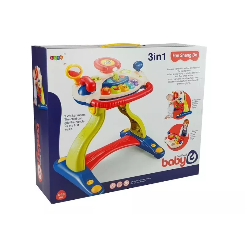 LEAN TOYS 3-in-1 Interaktiivne beebikäru Beebi rool Helid Meloodiad Loomad