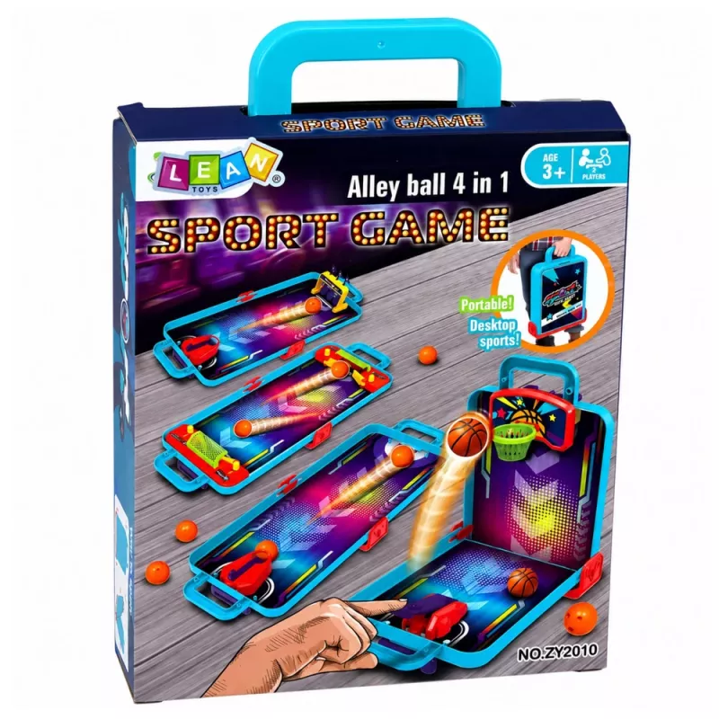 LEAN TOYS 3-in-1 miniarkaadmäng – kaasaskantav lauakorvpall, flipper ja bowling (mitmevärviline)